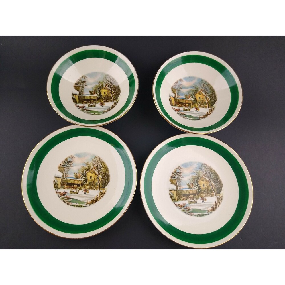 Homer Laughlin Home Winter Berry Dessert Bowls w Bread Plates Vintage Farmer